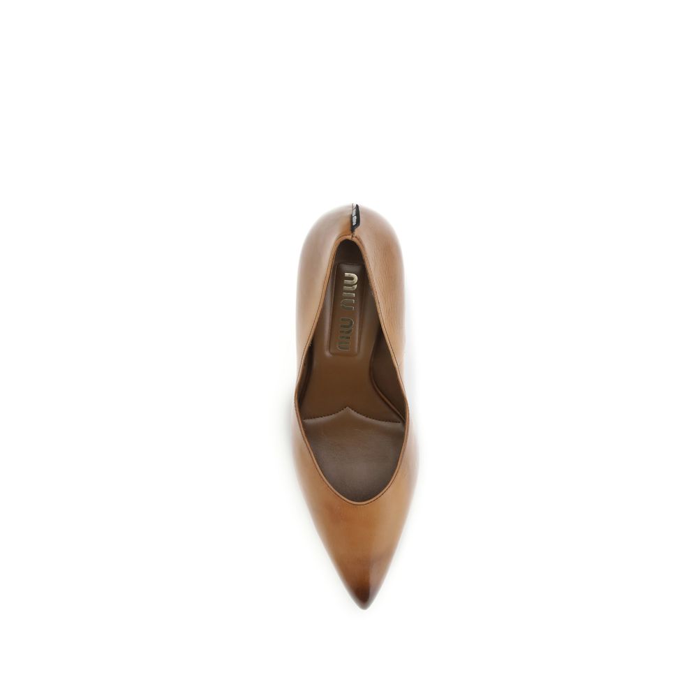 Beige Calf Leather Bos Taurus High Heel Pumps