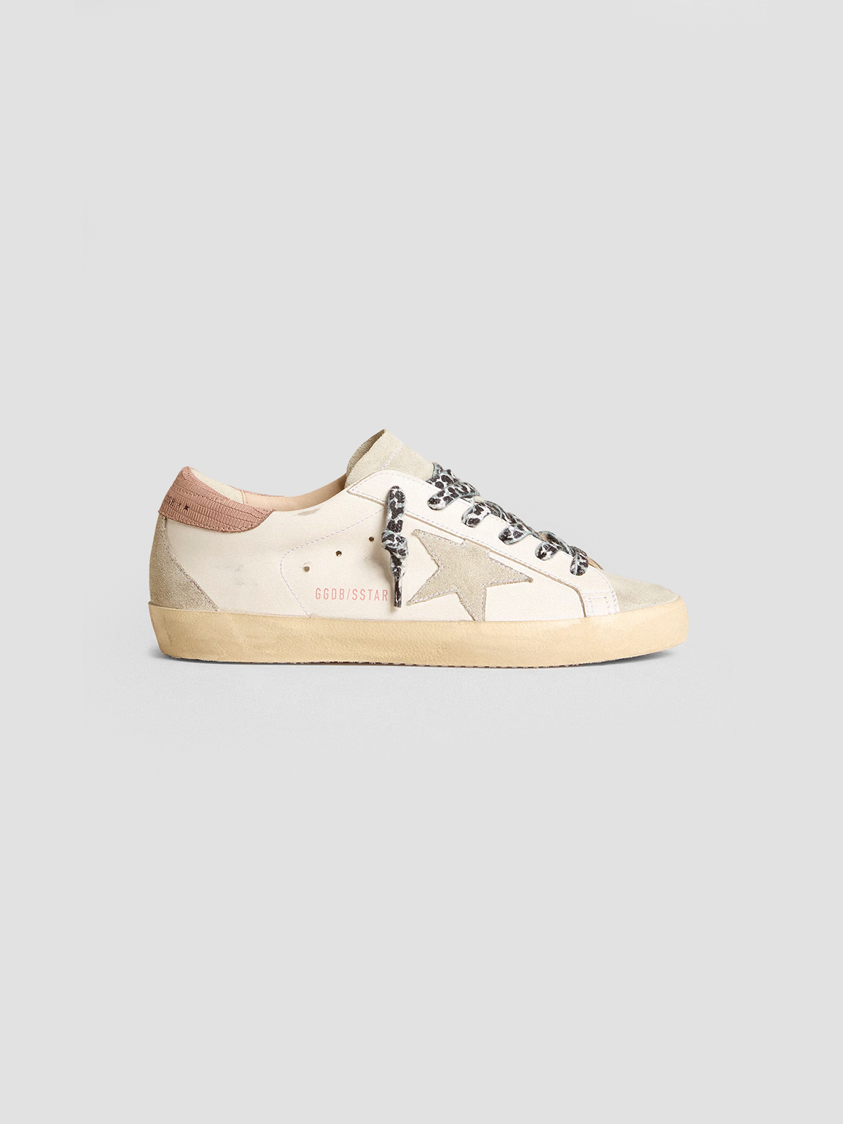 Super-Star with ice-gray star and pink lizard-print heel tab