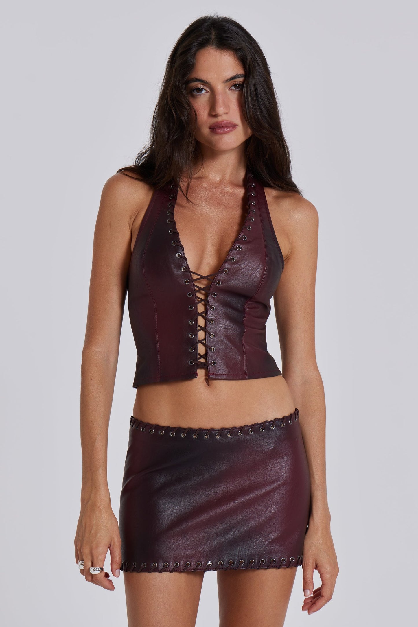 Lynx Faux Leather Corset Top and Skirt