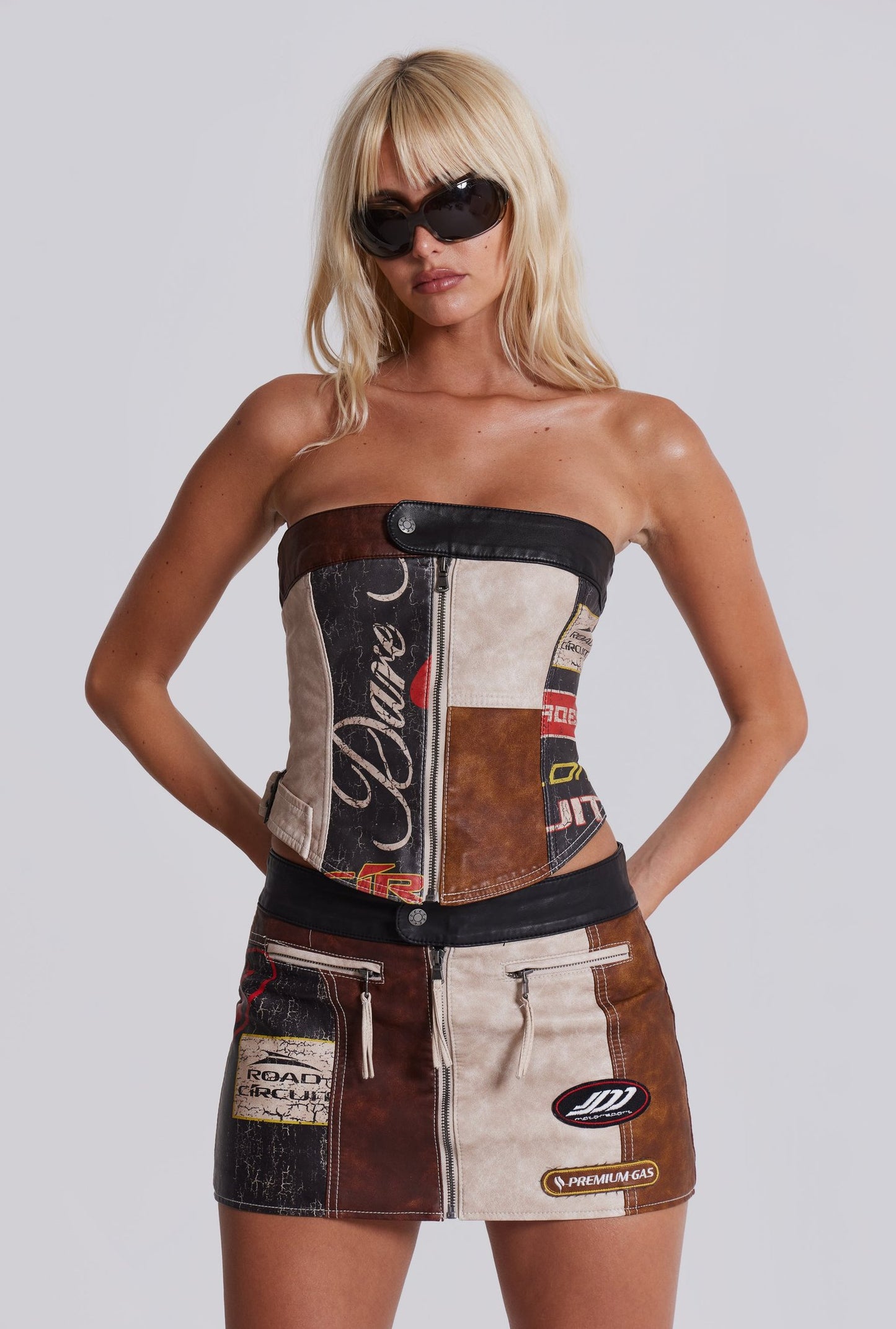 Daytona Vegan Leather Corset Top and Skirt