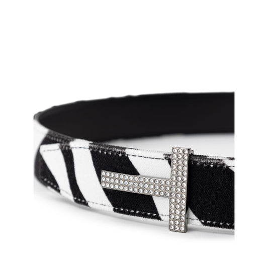 Black And White Leather Regular Belt