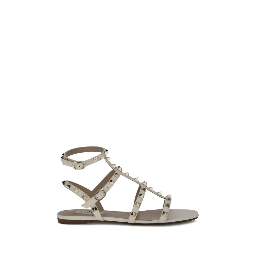 White Calf Leather Bos Taurus Flat Sandals