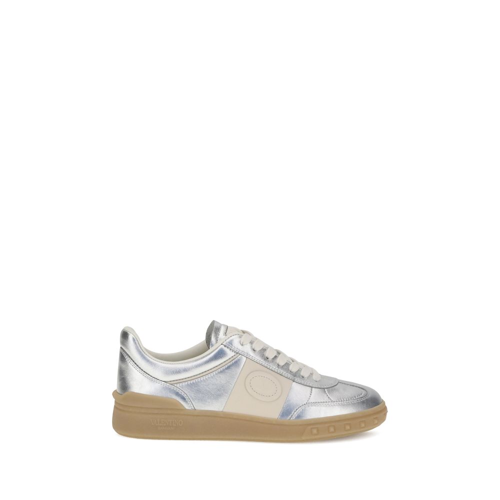 Silver Calf Leather Bos Taurus Low Top Sneakers