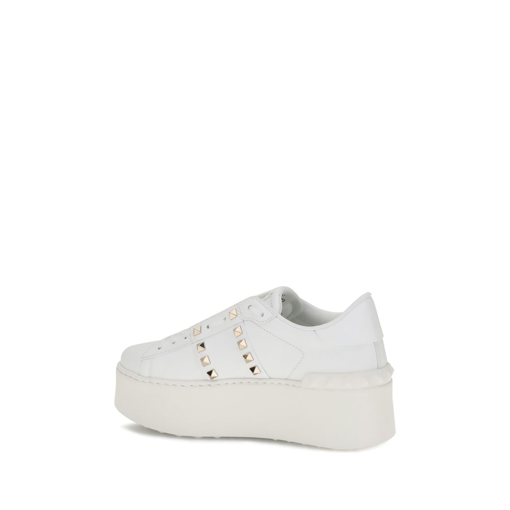 White Calf Leather Bos Taurus Platform Sneakers