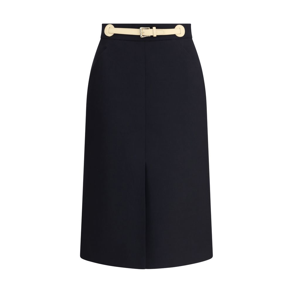 Black Fleece Wool Midi Skirt