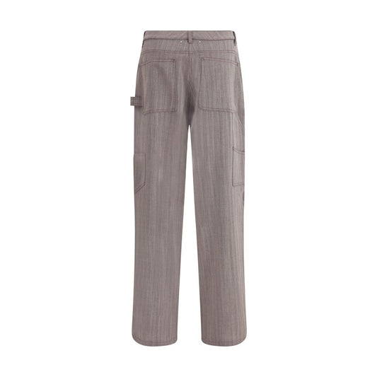 Brown Fleece Wool Casual Pants