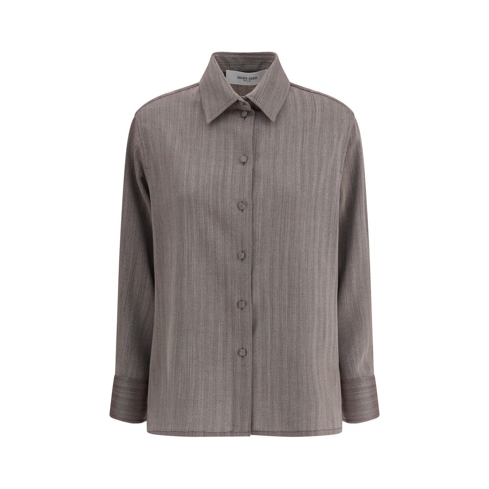 Brown Fleece Wool Dress Shirt