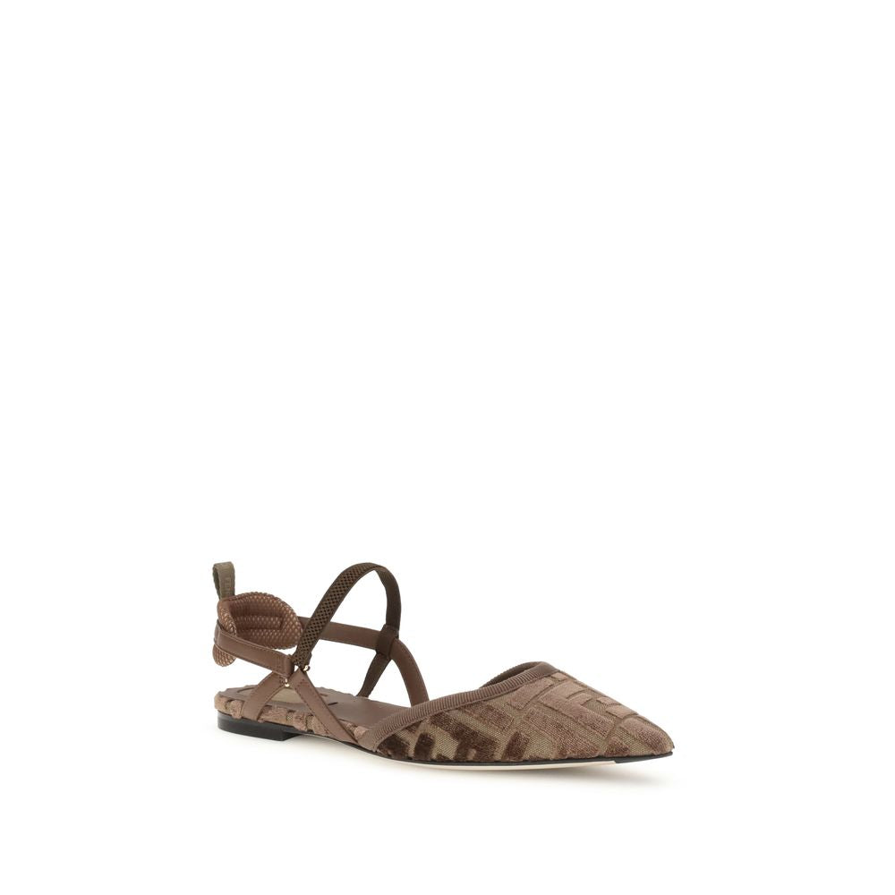 Brown Polyamide Ballet Flats