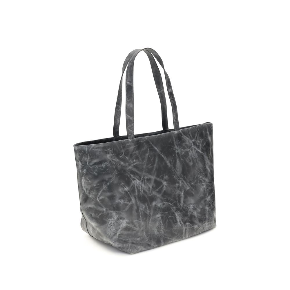 Gray Leather Shoulder Bag