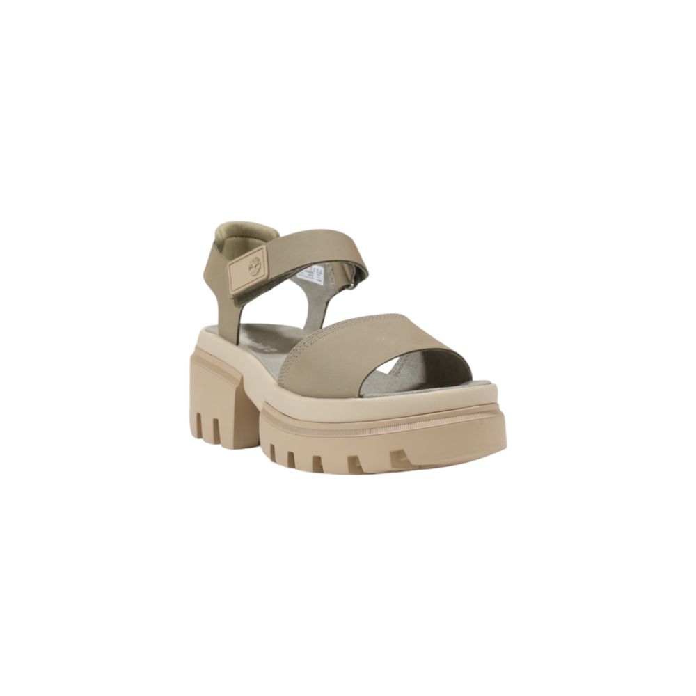 Beige Leather Platform Sandals
