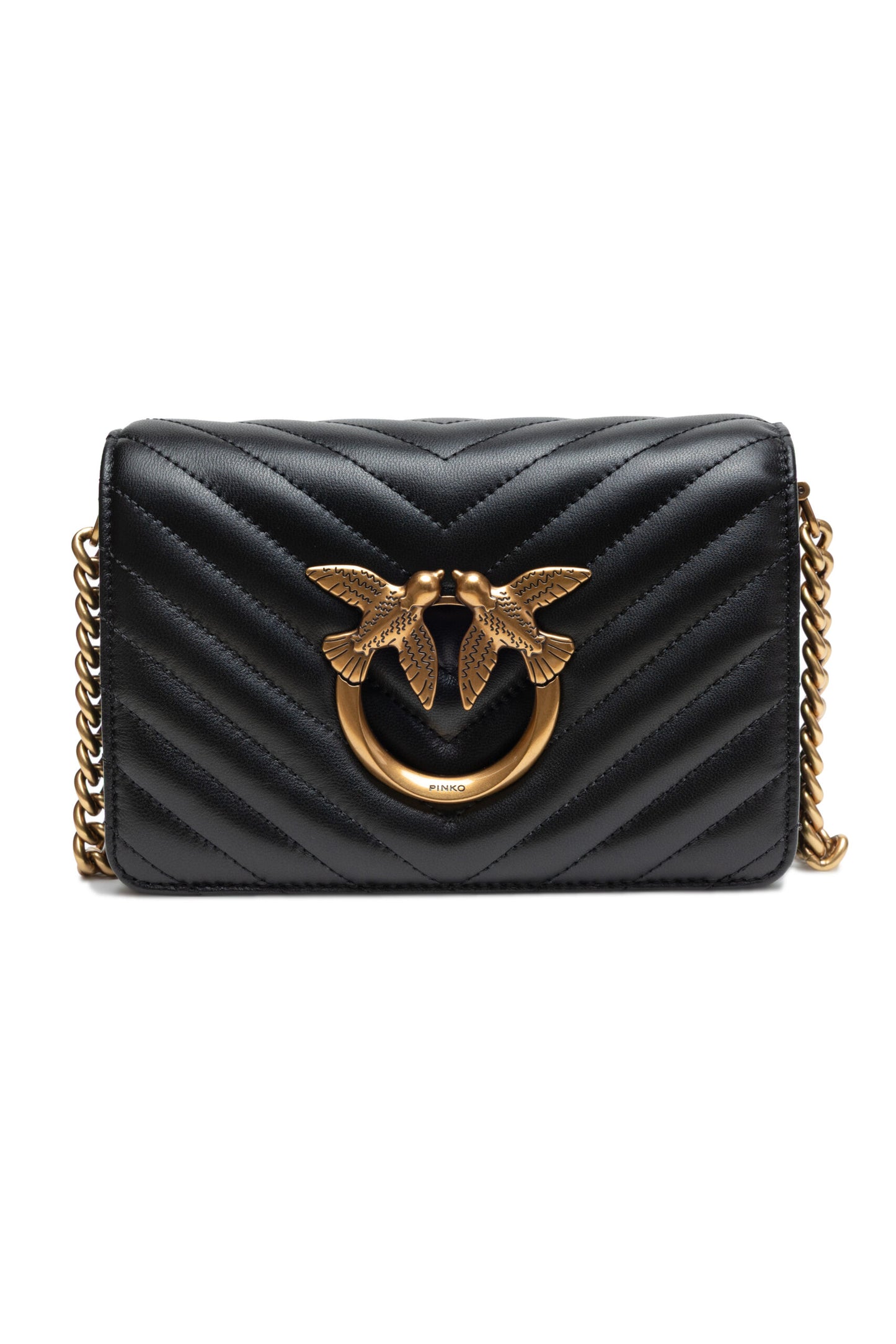 Black Leather Love Click Mini Shoulder Bag