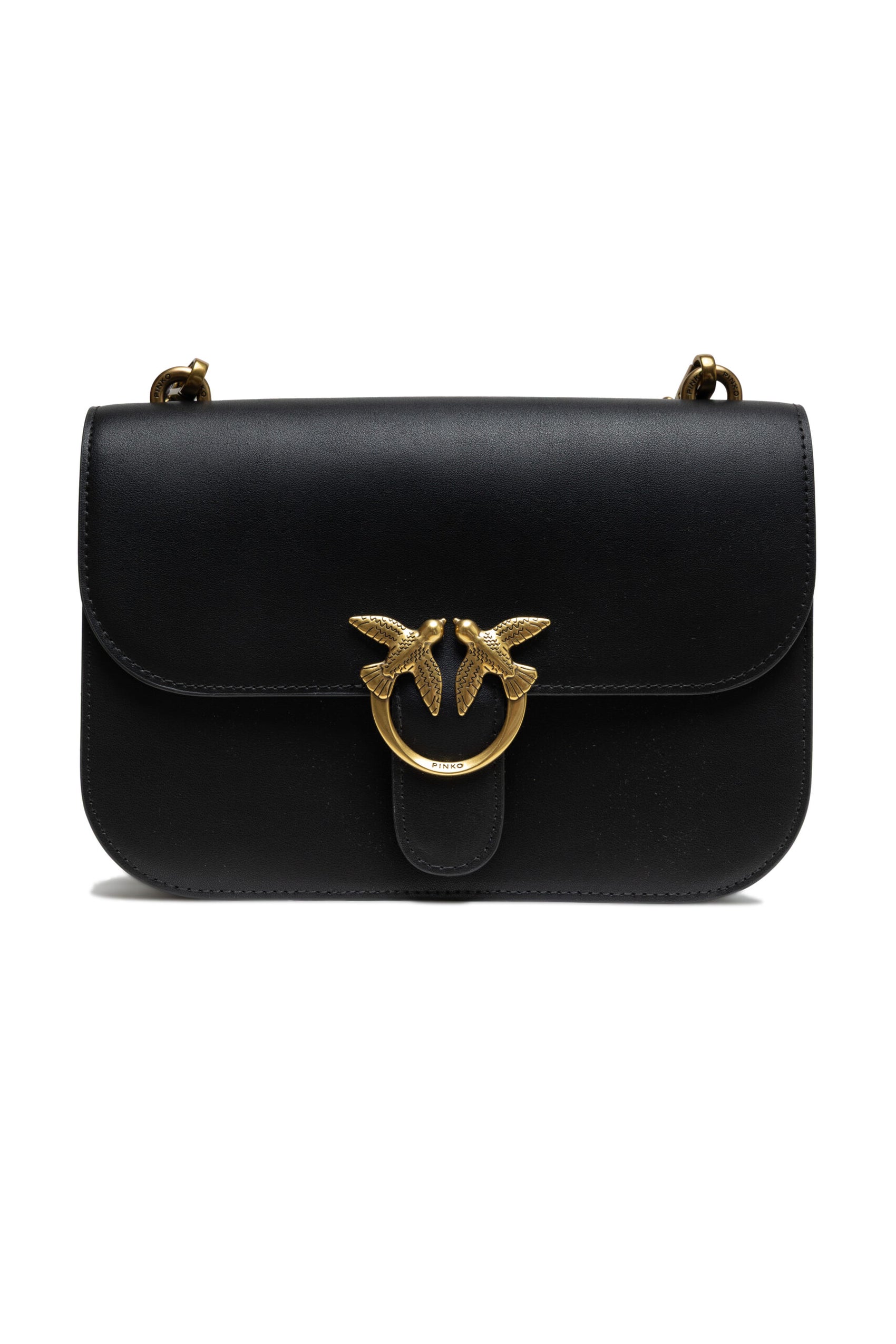 Black Leather Love Bell Classic Shoulder Bag
