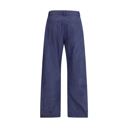 Blue Polyester Casual Pants