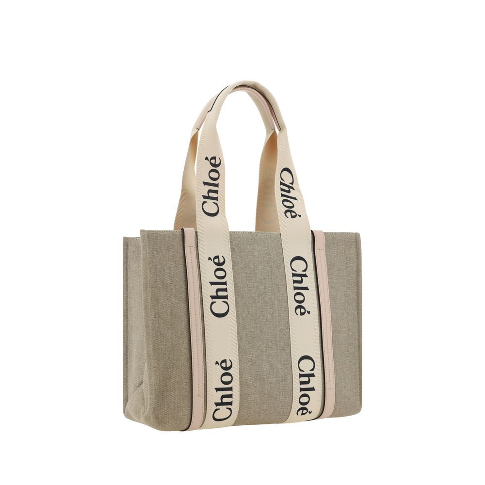 Beige Linen Shoulder Bag