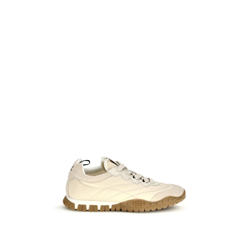 Cream Recycled Polyamide Athletic Sneakers
