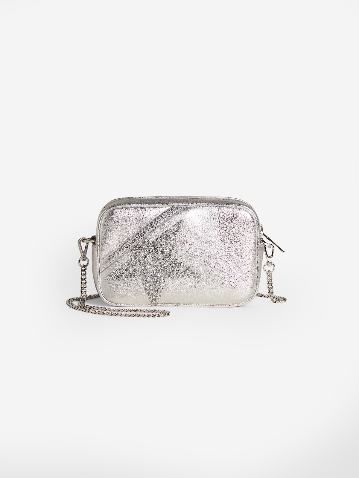 Mini Star Bag in silver laminated leather with tone-on-tone star