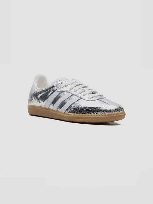 Adidas Samba OG Silver Metallic Cracked Leather
