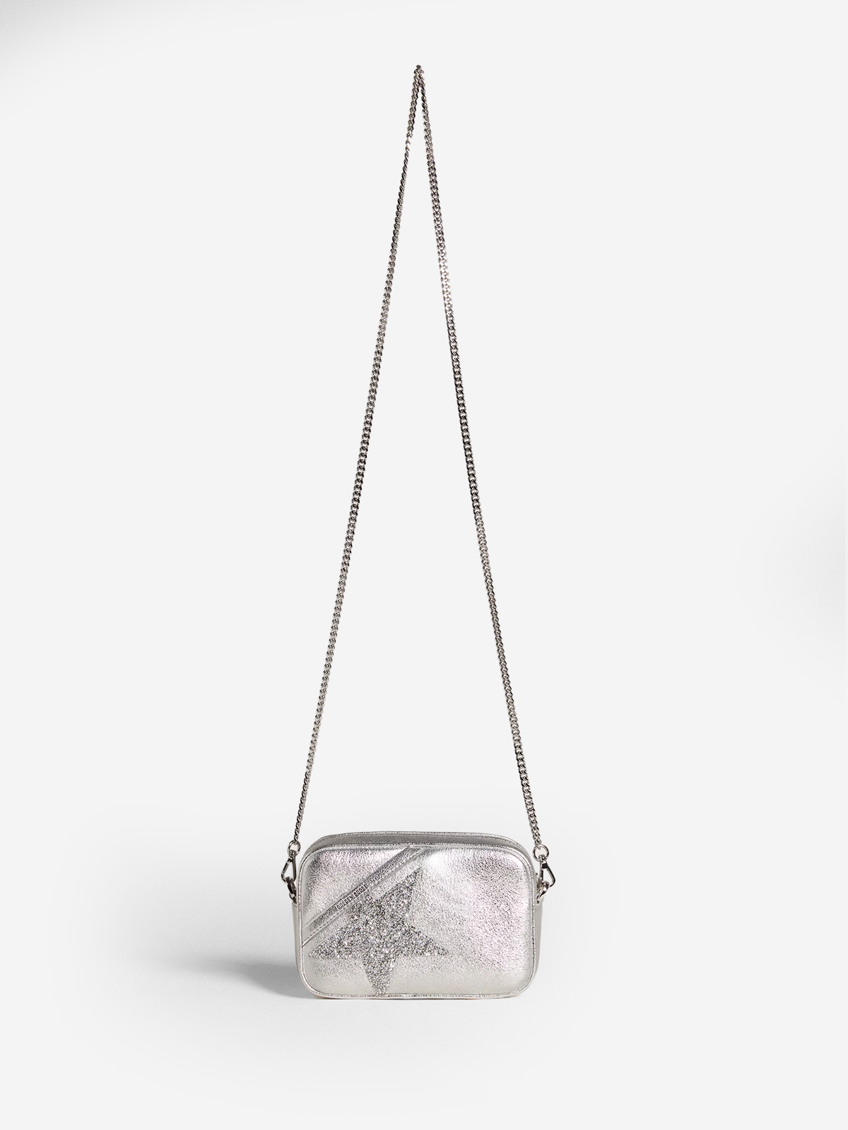 Mini Star Bag in silver laminated leather with tone-on-tone star