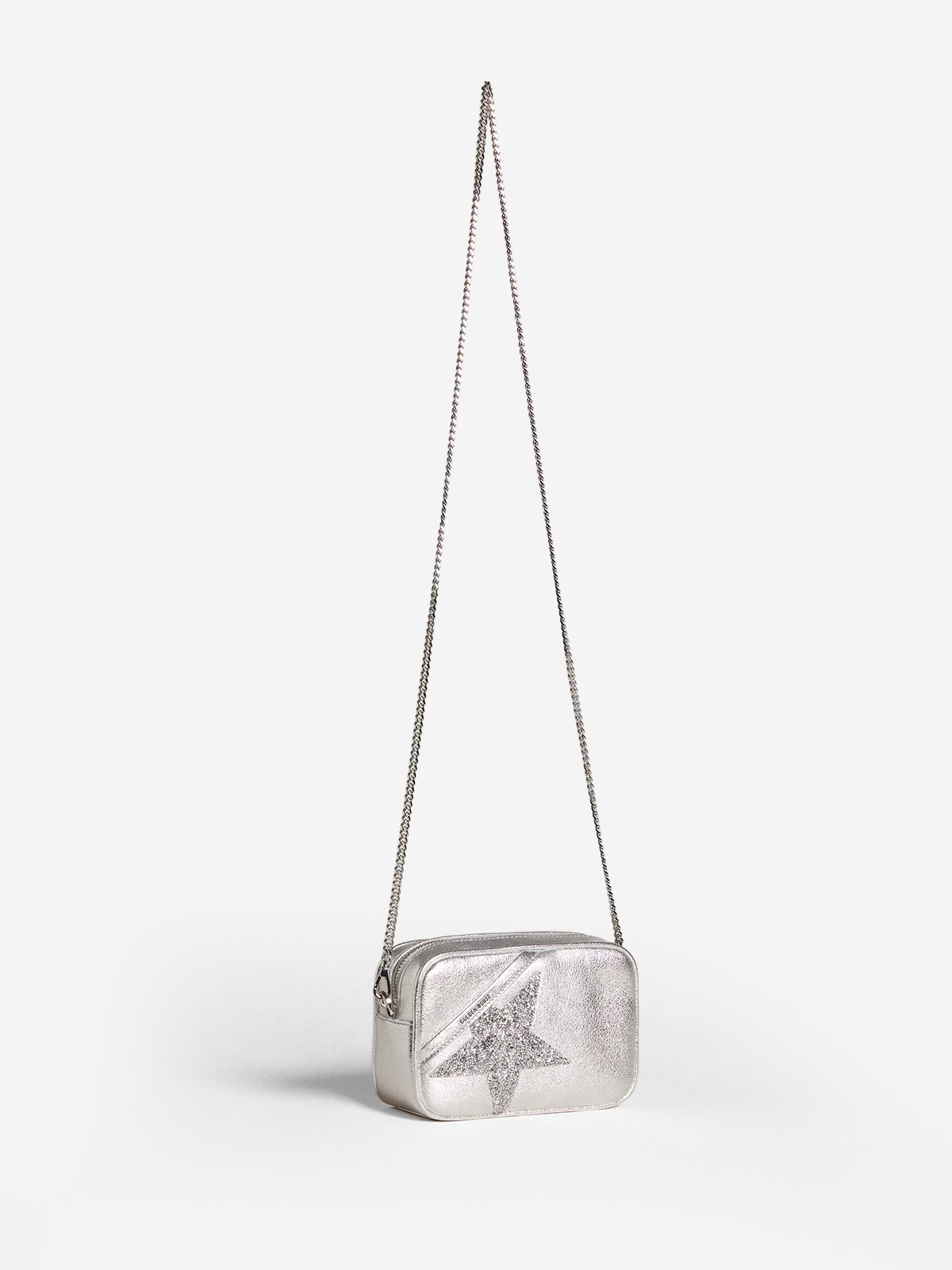 Mini Star Bag in silver laminated leather with tone-on-tone star