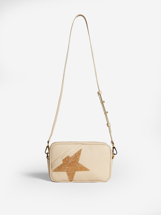 Star Bag in butter-colored hammered leather with Swarovski crystal sta