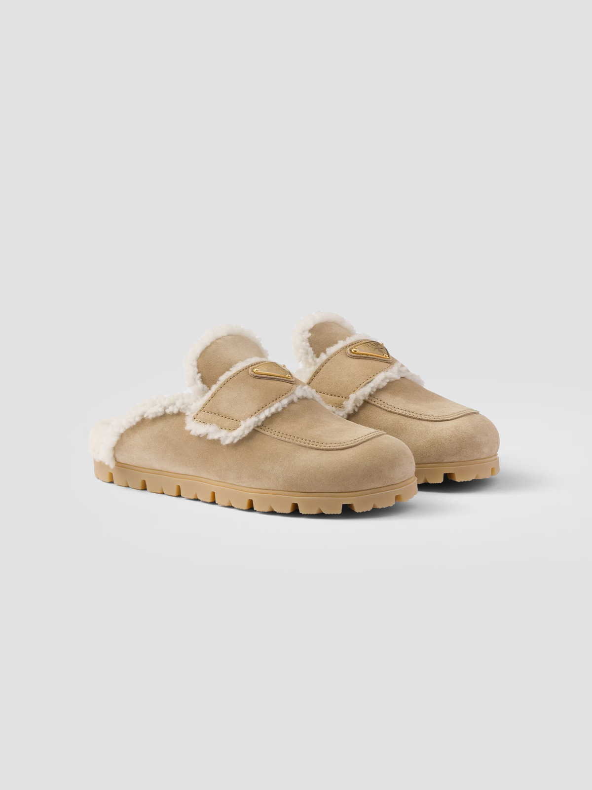 Suede and shearling slippers