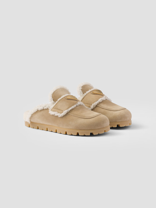 Suede and shearling slippers