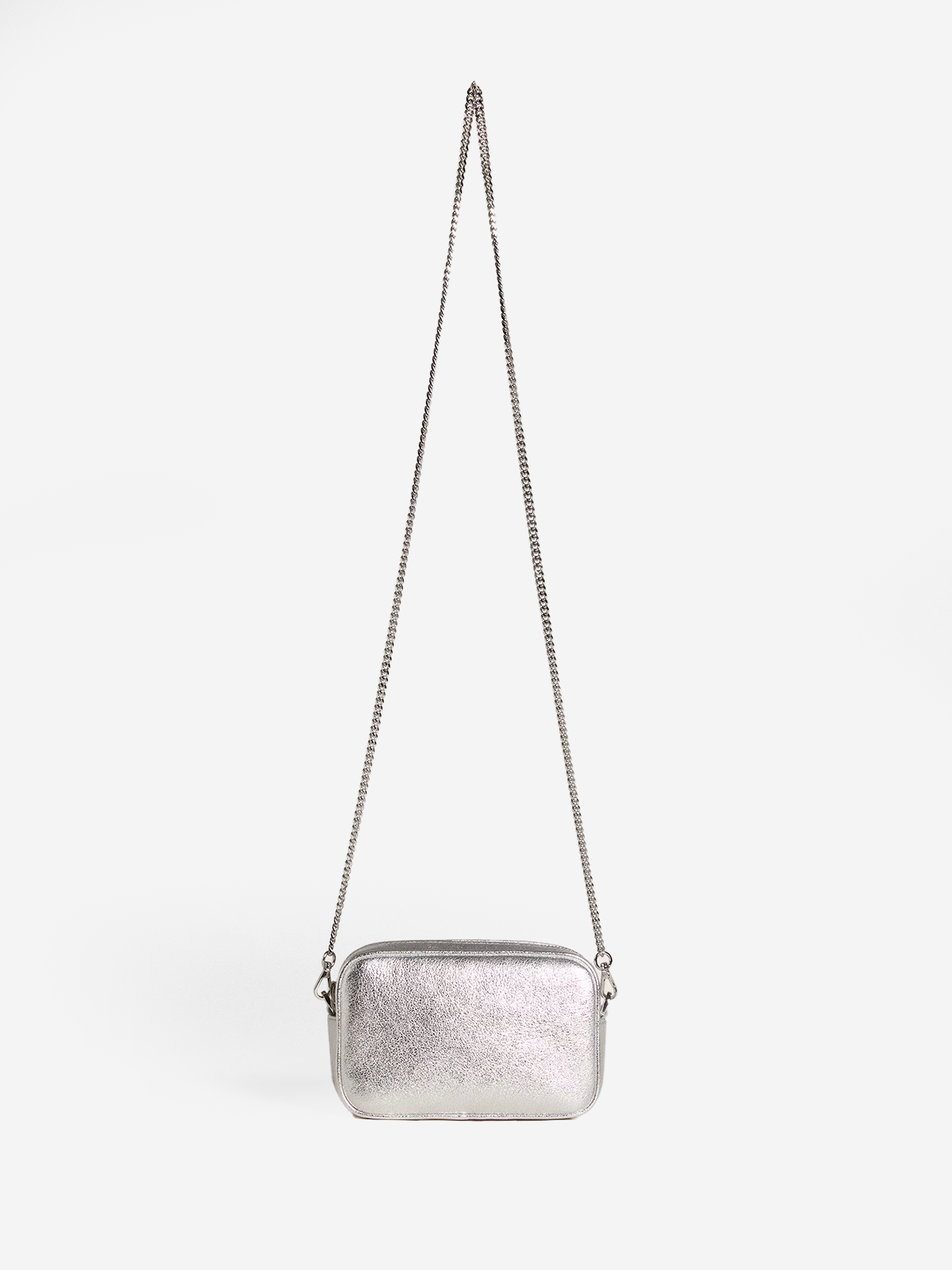 Mini Star Bag in silver laminated leather with tone-on-tone star