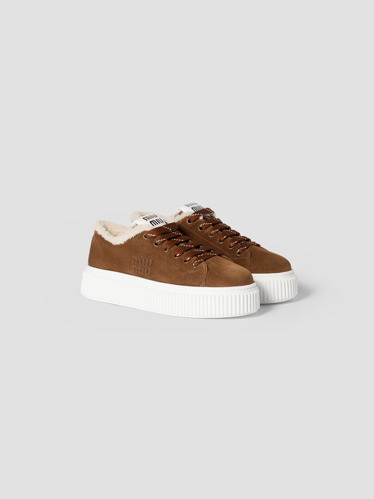 Suede and shearling sneakers