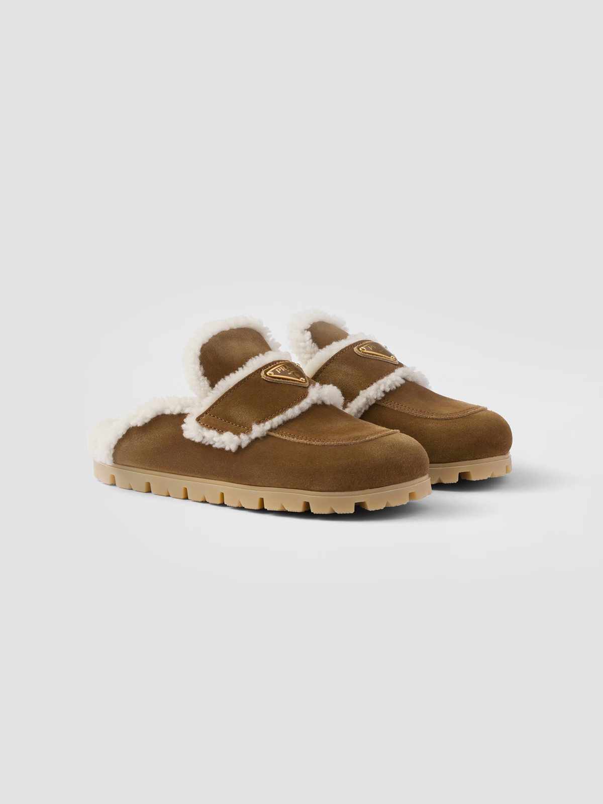 Suede and shearling slippers