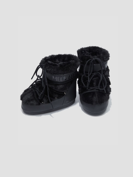 ICON LOW BLACK FAUX-FUR BOOTS