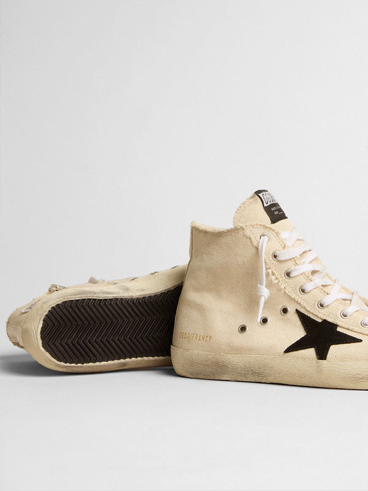 Francy Penstar in canvas with black suede star and leather heel tab